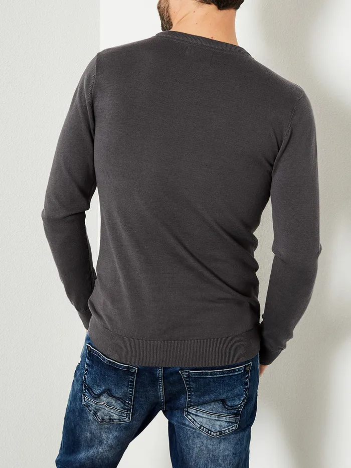 Men Knits and Sweats Petrol Industries Knitwear Round Neck Basic Collection Light Steal Men Knits and Sweats Petrol Industries Knitwear Round Neck Basic Collection Light Steal