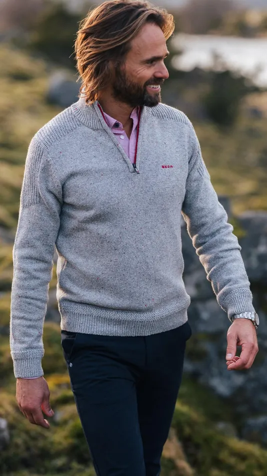 Men Knitwear NZA New Zealand Auckland Gray Pullover With HalfZip 8211 Grey Melange Men Knitwear NZA New Zealand Auckland Gray Pullover With HalfZip 8211 Grey Melange
