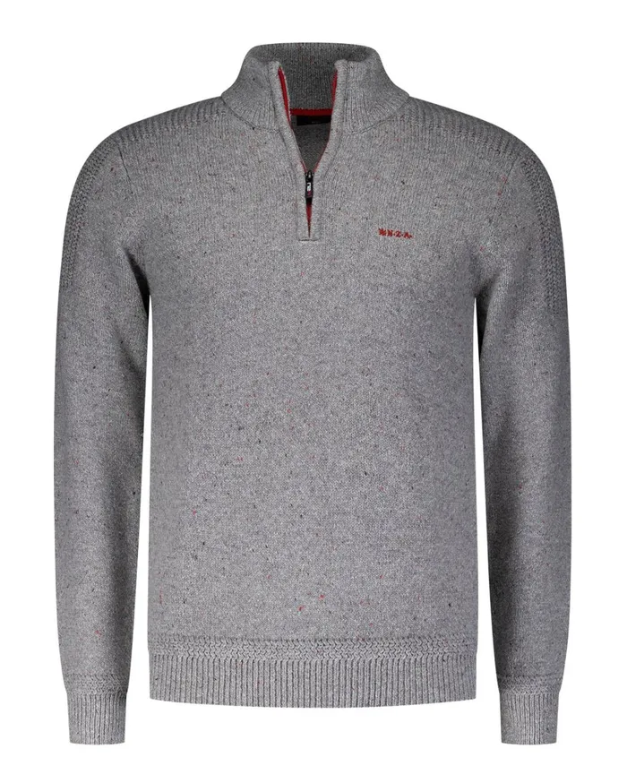 Men Knitwear NZA New Zealand Auckland Gray Pullover With HalfZip 8211 Grey Melange Men Knitwear NZA New Zealand Auckland Gray Pullover With HalfZip 8211 Grey Melange