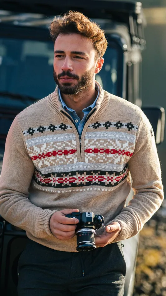 Men Knitwear NZA New Zealand Auckland SandColored Pullover With Knitted Print 8211 Shimmering Sand Men Knitwear NZA New Zealand Auckland SandColored Pullover With Knitted Print 8211 Shimmering Sand
