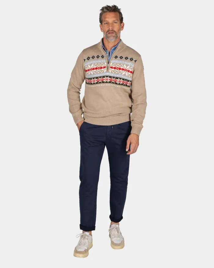 Men Knitwear NZA New Zealand Auckland SandColored Pullover With Knitted Print 8211 Shimmering Sand Men Knitwear NZA New Zealand Auckland SandColored Pullover With Knitted Print 8211 Shimmering Sand