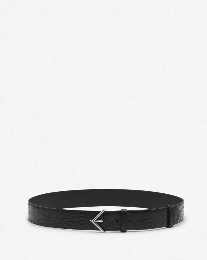 Men Lanvin Belts Lanvin Signature Belt In Crocodileeffect Leather Black