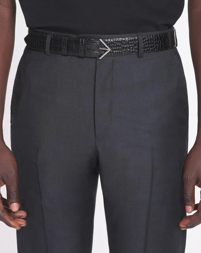 Men Lanvin Belts Lanvin Signature Belt In Crocodileeffect Leather Black