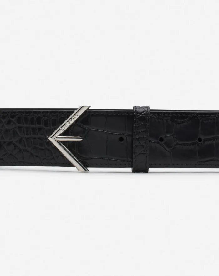 Men Lanvin Belts Lanvin Signature Belt In Crocodileeffect Leather Black