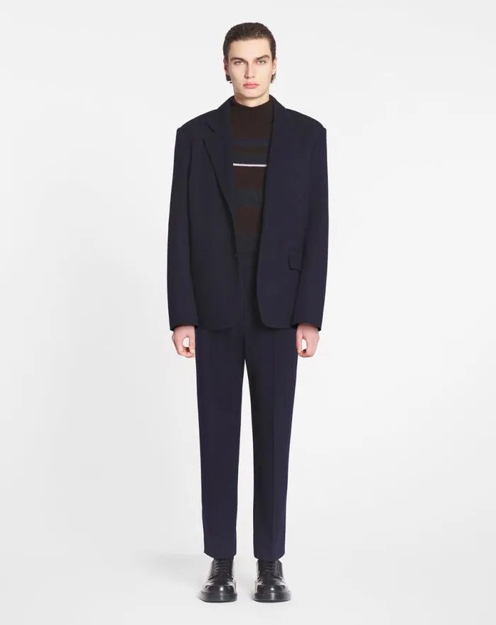 Men Lanvin Coats and Jackets Casual Singlebreasted Jacket Dark Navy Blue Men Lanvin Coats and Jackets Casual Singlebreasted Jacket Dark Navy Blue