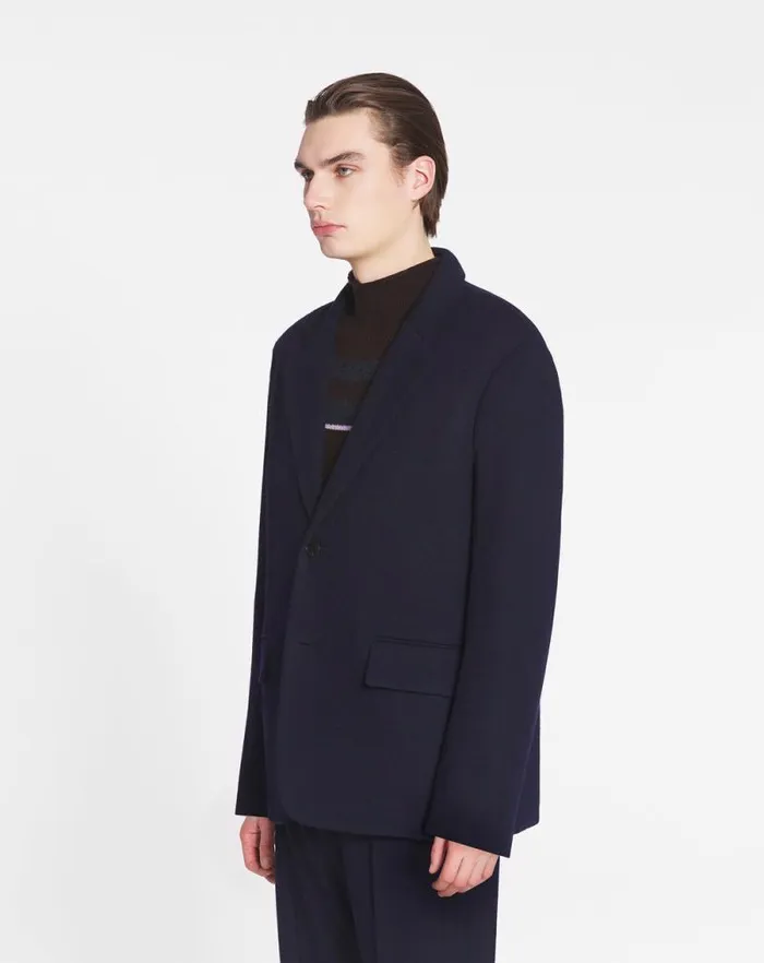 Men Lanvin Coats and Jackets Casual Singlebreasted Jacket Dark Navy Blue Men Lanvin Coats and Jackets Casual Singlebreasted Jacket Dark Navy Blue