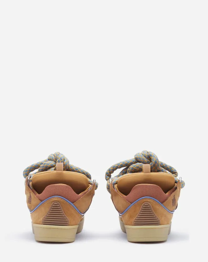 Men Lanvin Curb Curb Sneakers In Leather With Snake Laces Camel Men Lanvin Curb Curb Sneakers In Leather With Snake Laces Camel