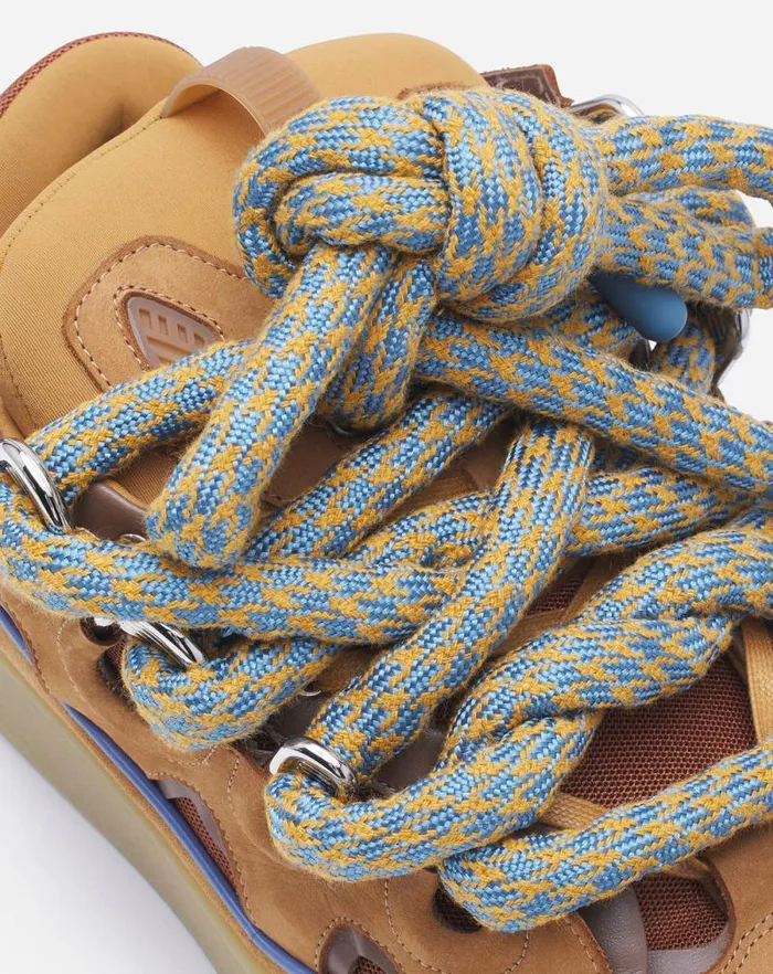 Men Lanvin Curb Curb Sneakers In Leather With Snake Laces Camel Men Lanvin Curb Curb Sneakers In Leather With Snake Laces Camel