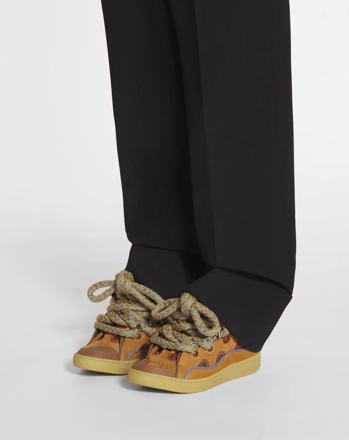 Men Lanvin Curb Curb Sneakers In Leather With Snake Laces Camel Men Lanvin Curb Curb Sneakers In Leather With Snake Laces Camel