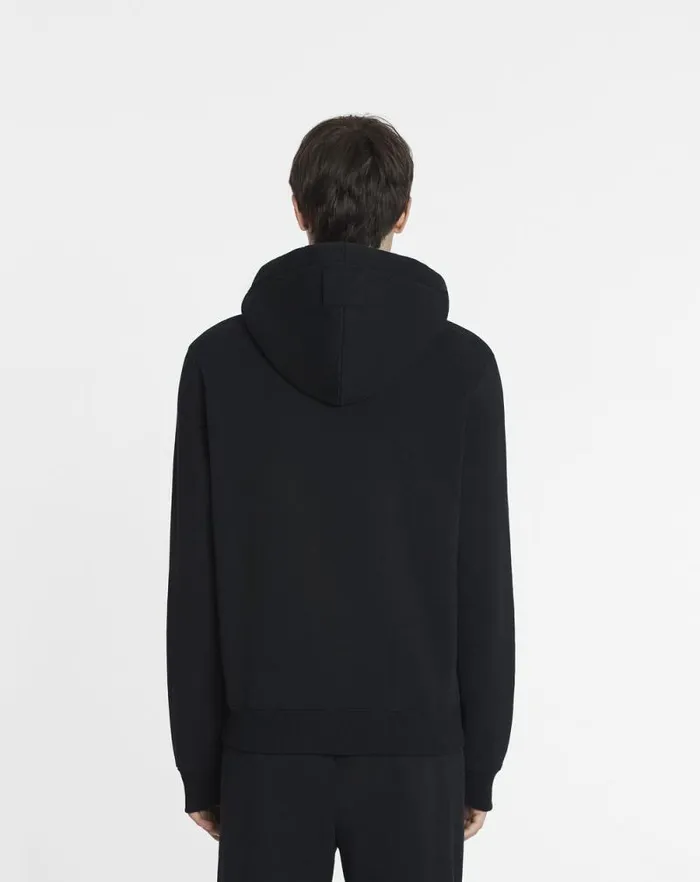 Men Lanvin Knitwear and Sweatshirts Logo Denim Hoodie Black Men Lanvin Knitwear and Sweatshirts Logo Denim Hoodie Black