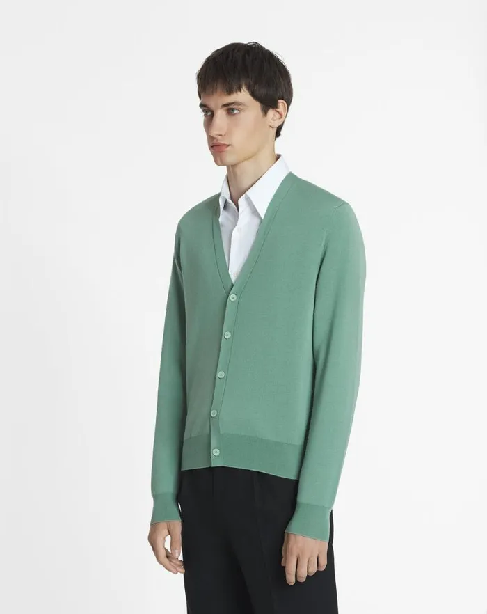 Men Lanvin Knitwear and Sweatshirts Merino Cardigan Vert De Gris Men Lanvin Knitwear and Sweatshirts Merino Cardigan Vert De Gris