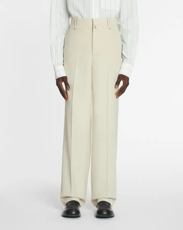 Men Lanvin Pants and Shorts Loose Fit Woolblend Pants Mastic Men Lanvin Pants and Shorts Loose Fit Woolblend Pants Mastic