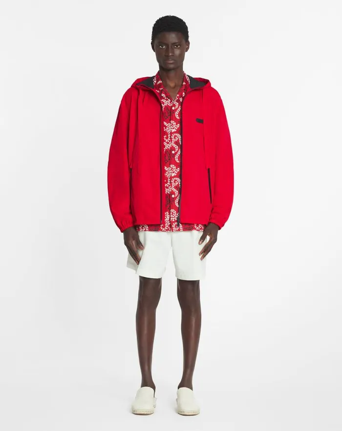 Men Lanvin Shirts Printed Cotton Shirt Carmine Red Men Lanvin Shirts Printed Cotton Shirt Carmine Red
