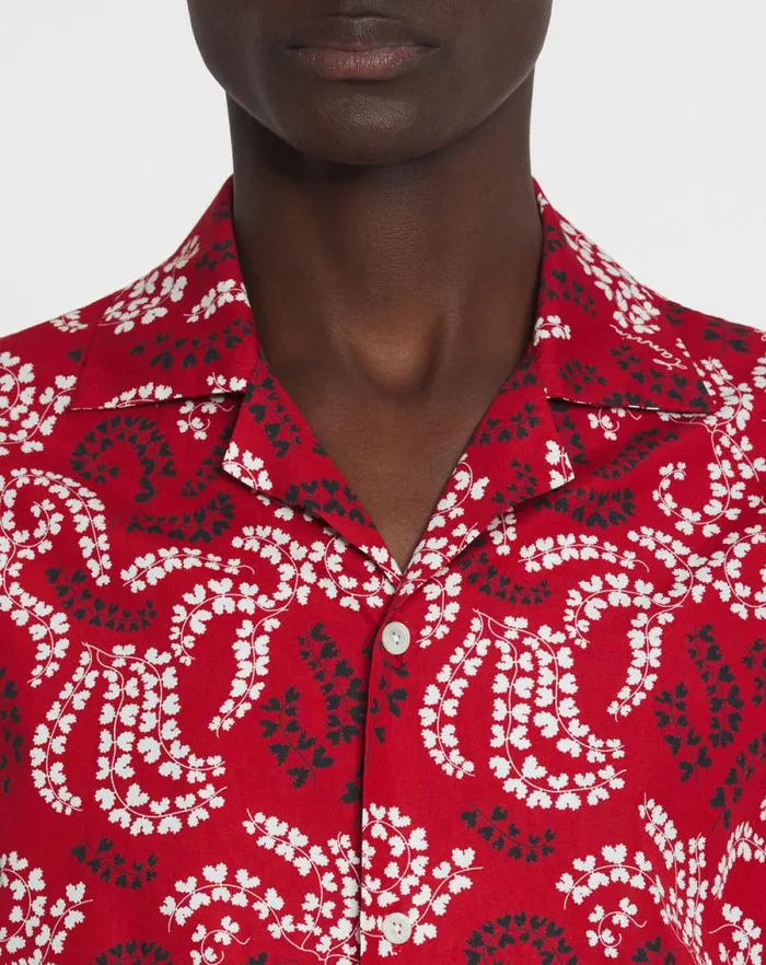 Men Lanvin Shirts Printed Cotton Shirt Carmine Red Men Lanvin Shirts Printed Cotton Shirt Carmine Red