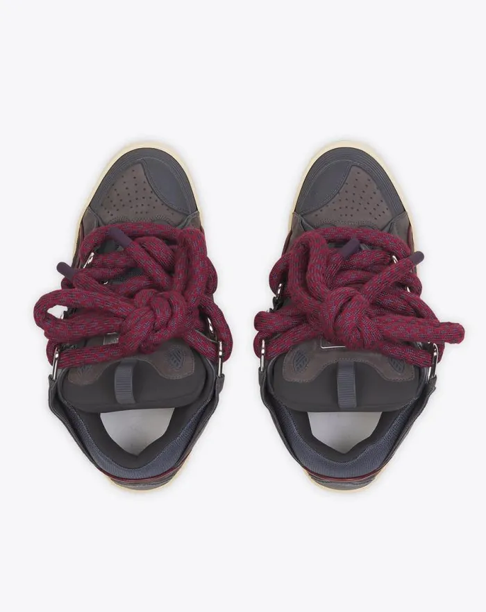 Men Lanvin Sneakers Curb Sneakers In Leather With Snake Laces Shark Grey Men Lanvin Sneakers Curb Sneakers In Leather With Snake Laces Shark Grey