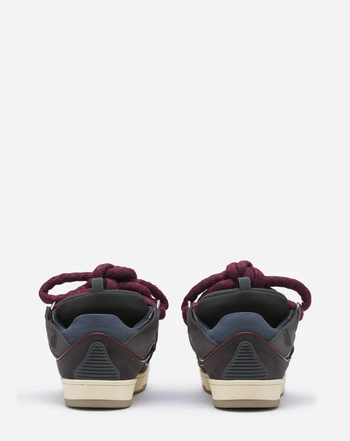 Men Lanvin Sneakers Curb Sneakers In Leather With Snake Laces Shark Grey Men Lanvin Sneakers Curb Sneakers In Leather With Snake Laces Shark Grey
