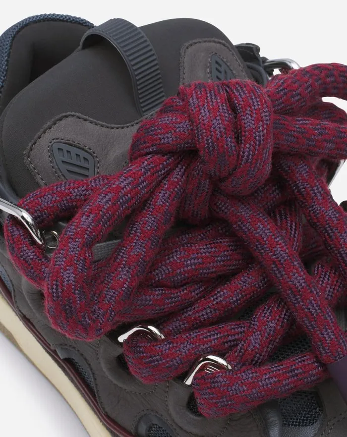 Men Lanvin Sneakers Curb Sneakers In Leather With Snake Laces Shark Grey Men Lanvin Sneakers Curb Sneakers In Leather With Snake Laces Shark Grey
