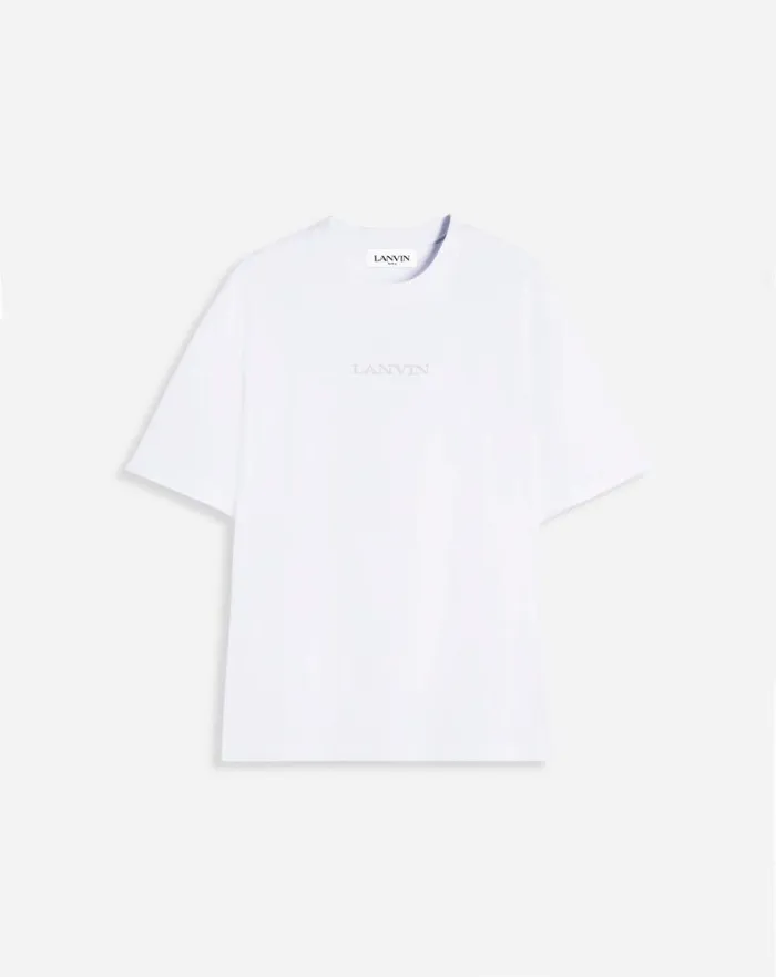 Men Lanvin Tshirts and Polos Lanvin Embroidered Tshirt Optic White