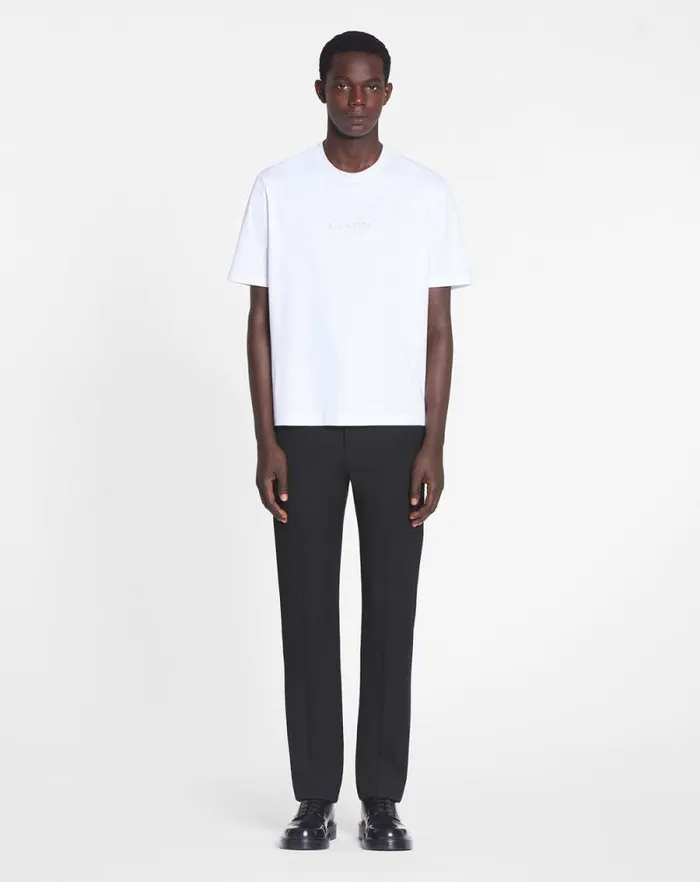 Men Lanvin Tshirts and Polos Lanvin Embroidered Tshirt Optic White Men Lanvin Tshirts and Polos Lanvin Embroidered Tshirt Optic White