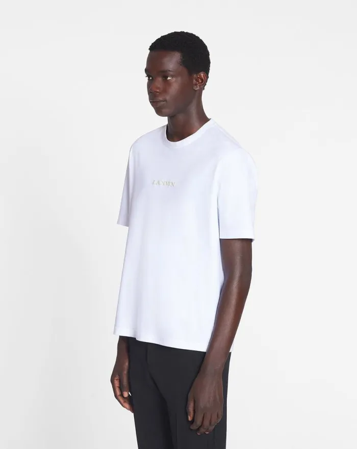 Men Lanvin Tshirts and Polos Lanvin Embroidered Tshirt Optic White Men Lanvin Tshirts and Polos Lanvin Embroidered Tshirt Optic White