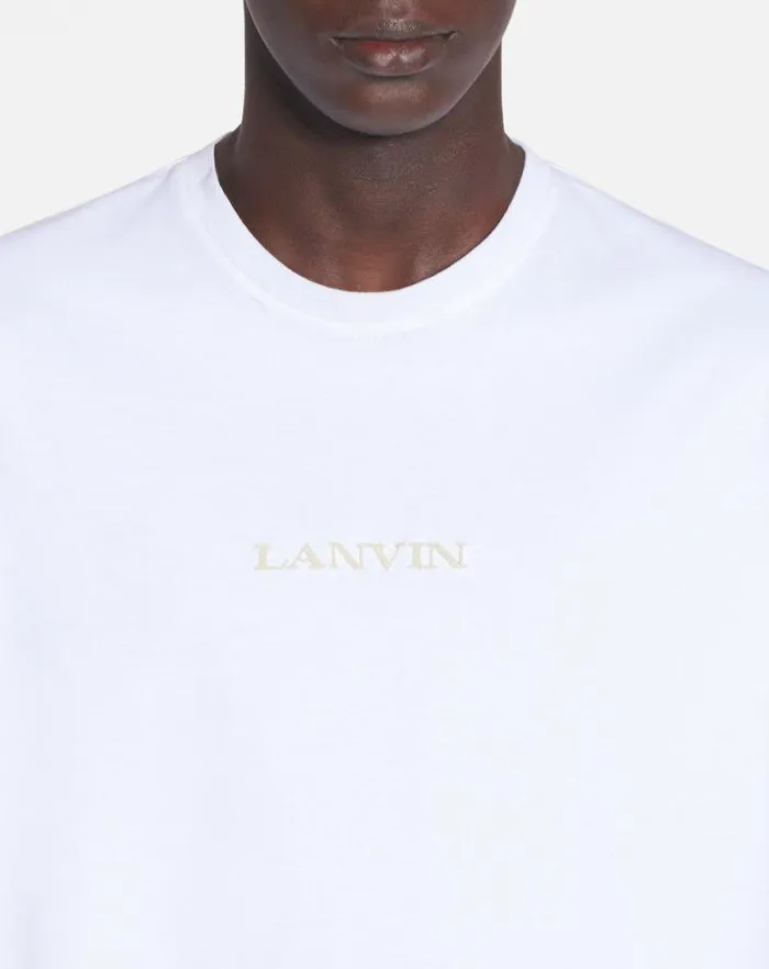 Men Lanvin Tshirts and Polos Lanvin Embroidered Tshirt Optic White Men Lanvin Tshirts and Polos Lanvin Embroidered Tshirt Optic White