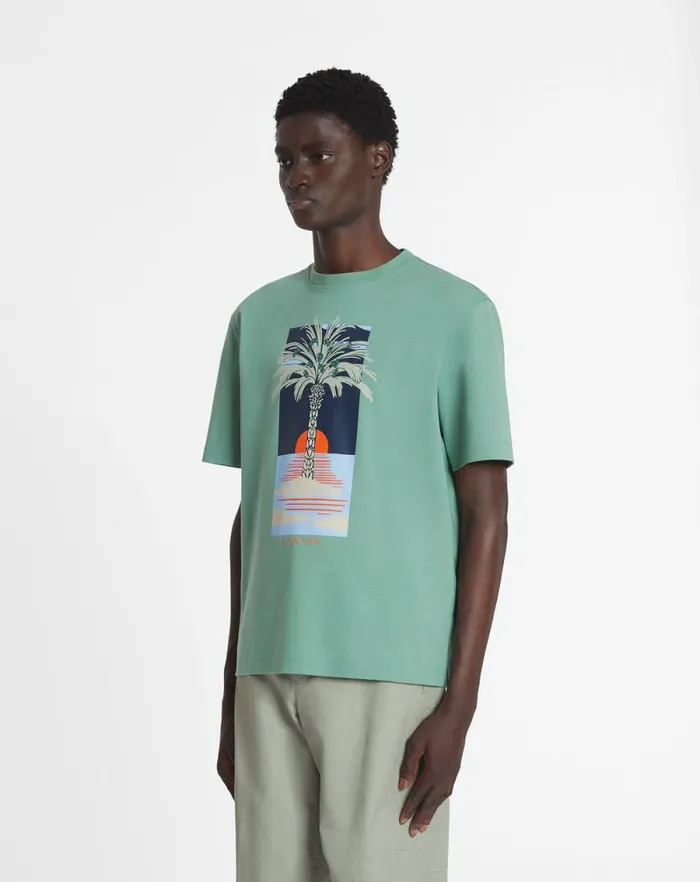 Men Lanvin Tshirts and Polos Printed Tshirt Vert De Gris Men Lanvin Tshirts and Polos Printed Tshirt Vert De Gris