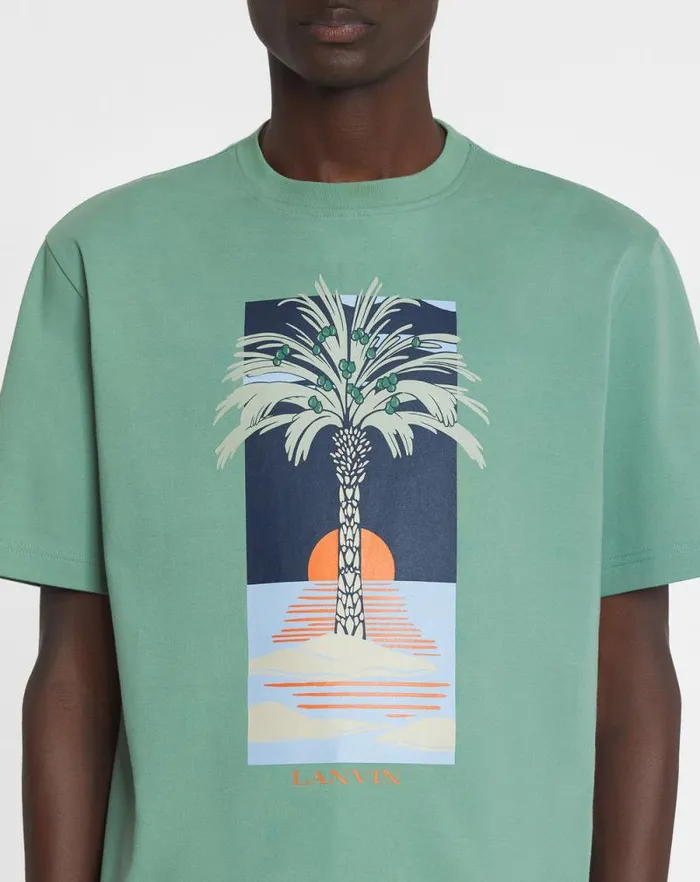 Men Lanvin Tshirts and Polos Printed Tshirt Vert De Gris Men Lanvin Tshirts and Polos Printed Tshirt Vert De Gris