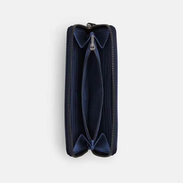 Men Large Wallets Coach Accordion Wallet Deep Blue