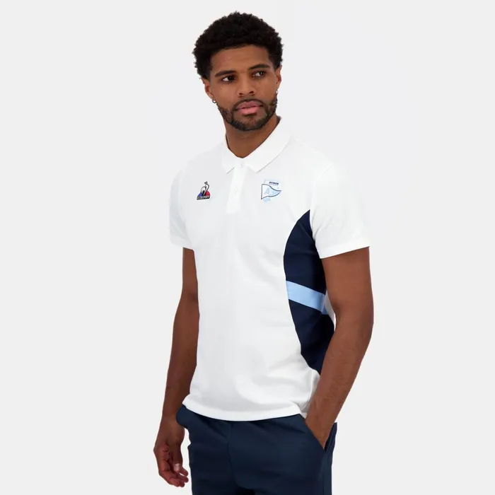 Men Le Coq Sportif Polos Shirts Aviron Bayonnais Polo Shirt New Optical White Men Le Coq Sportif Polos Shirts Aviron Bayonnais Polo Shirt New Optical White
