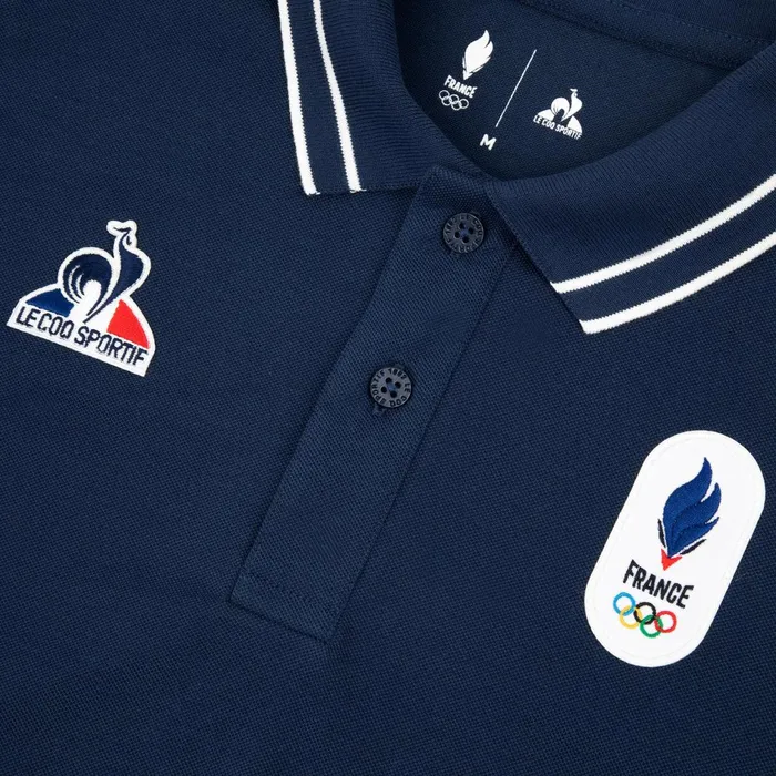 Men Le Coq Sportif Polos Shirts France039s Olympic Team Polo Shirt Insignia Blue
