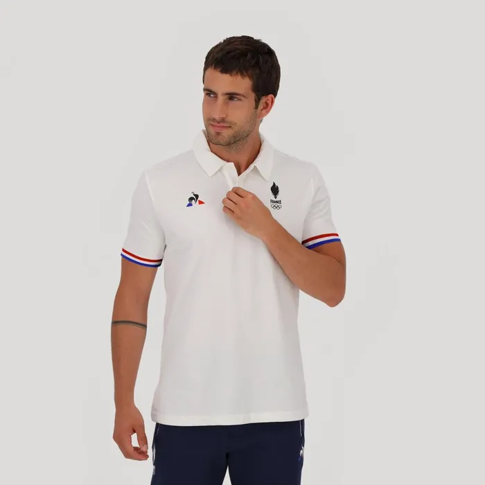 Men Le Coq Sportif Polos Shirts France039s Olympic Team Polo Shirt New Optical White Men Le Coq Sportif Polos Shirts France039s Olympic Team Polo Shirt New Optical White