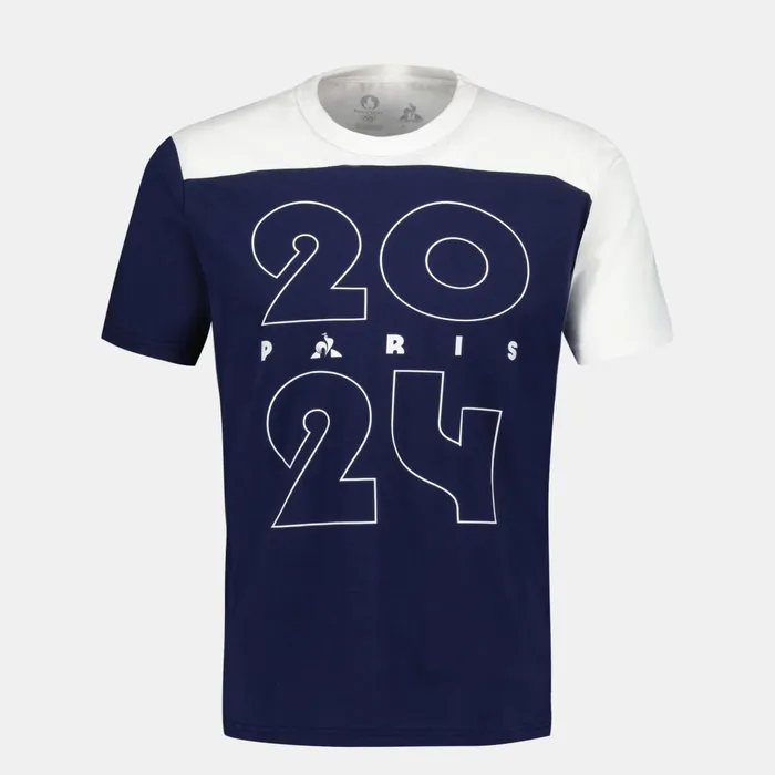 Men Le Coq Sportif Tshirts And Tops Paris 2024 TShirt Bleu Nuitmarshmallow