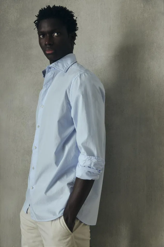 Men Light Blue Alfredo Shirt Ecoalf Shirts