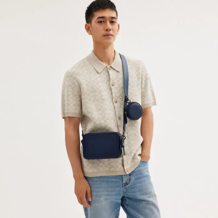 Men Messenger and Crossbody Coach Charter Crossbody With Hybrid Pouch Deep Blue