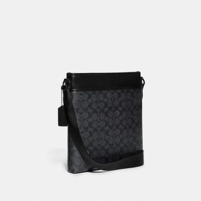 Men Messenger and Crossbody Coach Gotham Slim Crossbody In Signature Canvas Charcoal Men Messenger and Crossbody Coach Gotham Slim Crossbody In Signature Canvas Charcoal