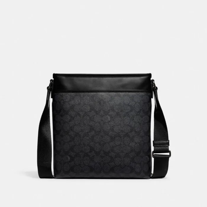 Men Messenger and Crossbody Coach Gotham Slim Crossbody In Signature Canvas Charcoal Men Messenger and Crossbody Coach Gotham Slim Crossbody In Signature Canvas Charcoal
