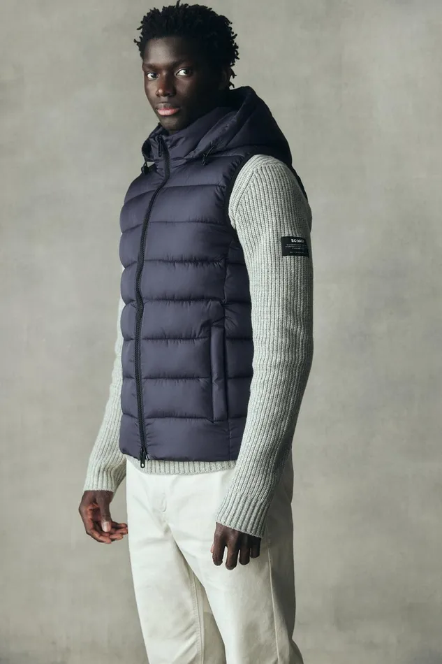 Men Navy Blue Aoraki Waistcoat Ecoalf Vests