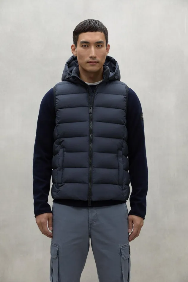 Men Navy Blue Aoraki Waistcoat Ecoalf Vests