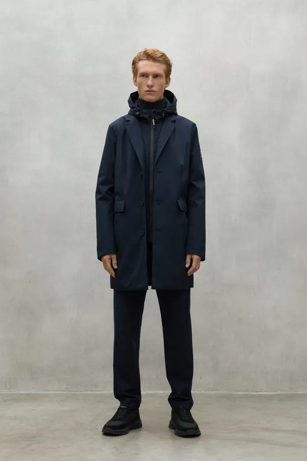 Men Navy Blue Maudit Jacket Ecoalf Coats And Jackets