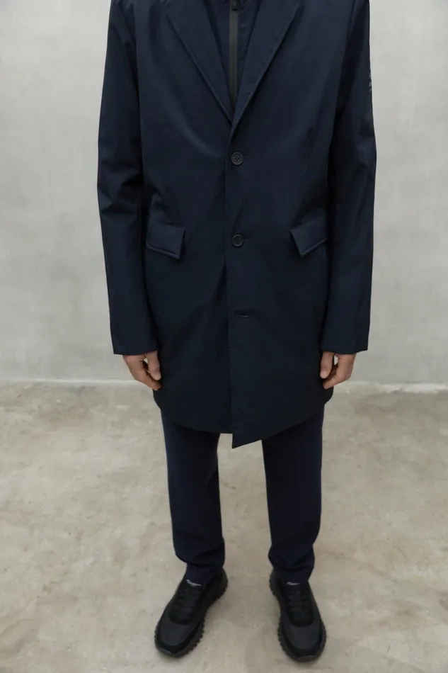 Men Navy Blue Maudit Jacket Ecoalf Coats And Jackets