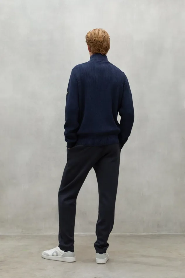 Men Navy Blue Nashi Pullover Ecoalf Knitwear