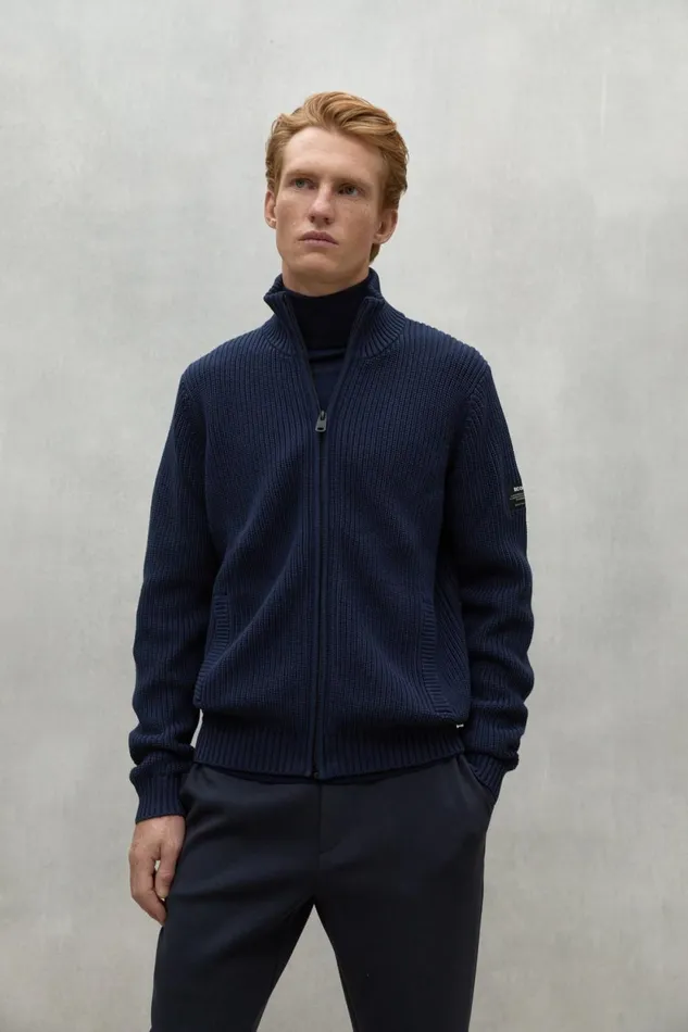 Men Navy Blue Nashi Pullover Ecoalf Knitwear