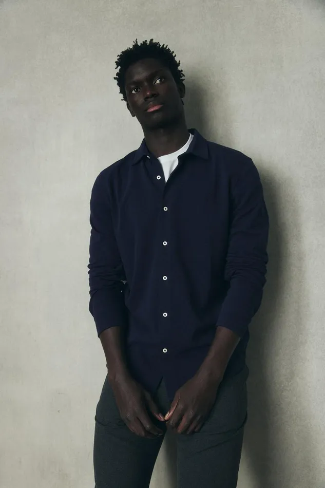 Men Navy Blue Oscar Shirt Ecoalf Shirts