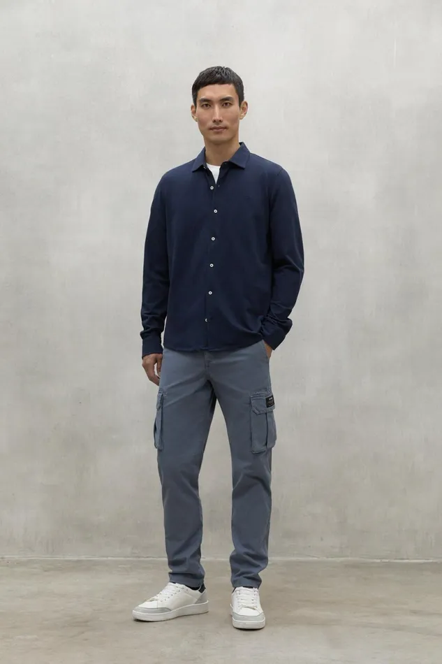 Men Navy Blue Oscar Shirt Ecoalf Shirts