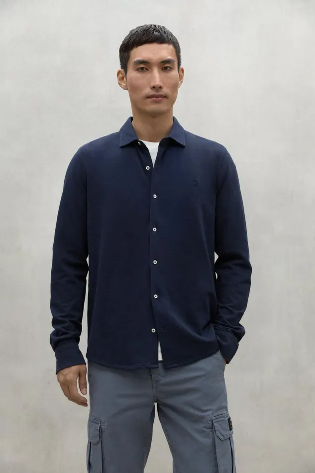 Men Navy Blue Oscar Shirt Ecoalf Shirts