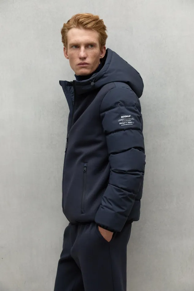 Men Navy Blue Ritter Jacket Ecoalf Coats And Jackets