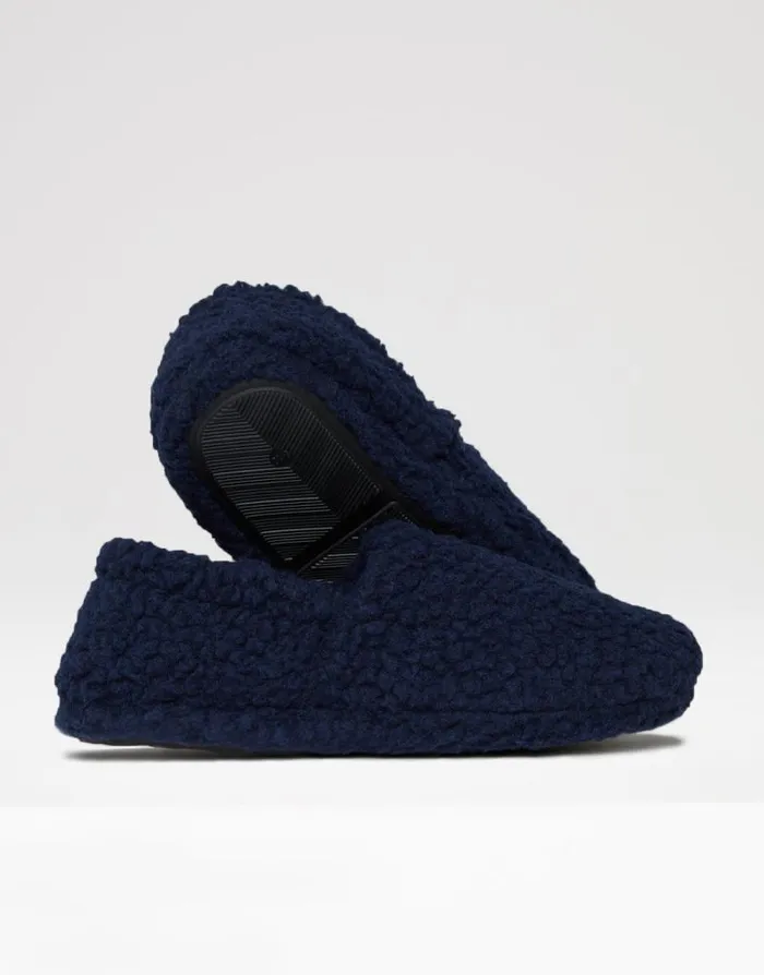 Men Navy Cosy Borg Teddy Slippers Threadbare Slippers Men Navy Cosy Borg Teddy Slippers Threadbare Slippers
