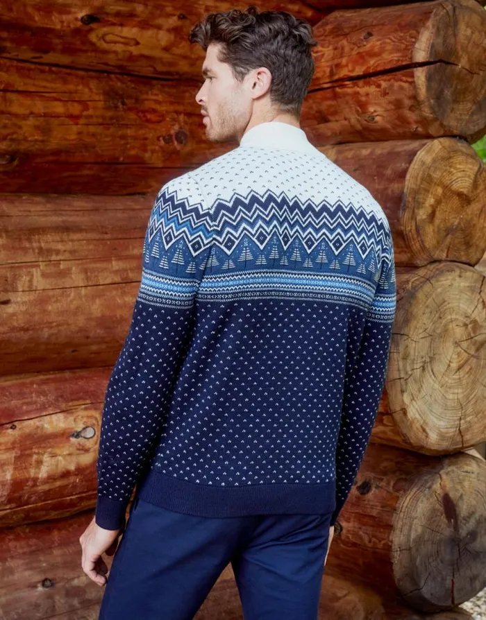 Men Navy Fairisle Turtle Neck Jumper Threadbare Jumpers Men Navy Fairisle Turtle Neck Jumper Threadbare Jumpers