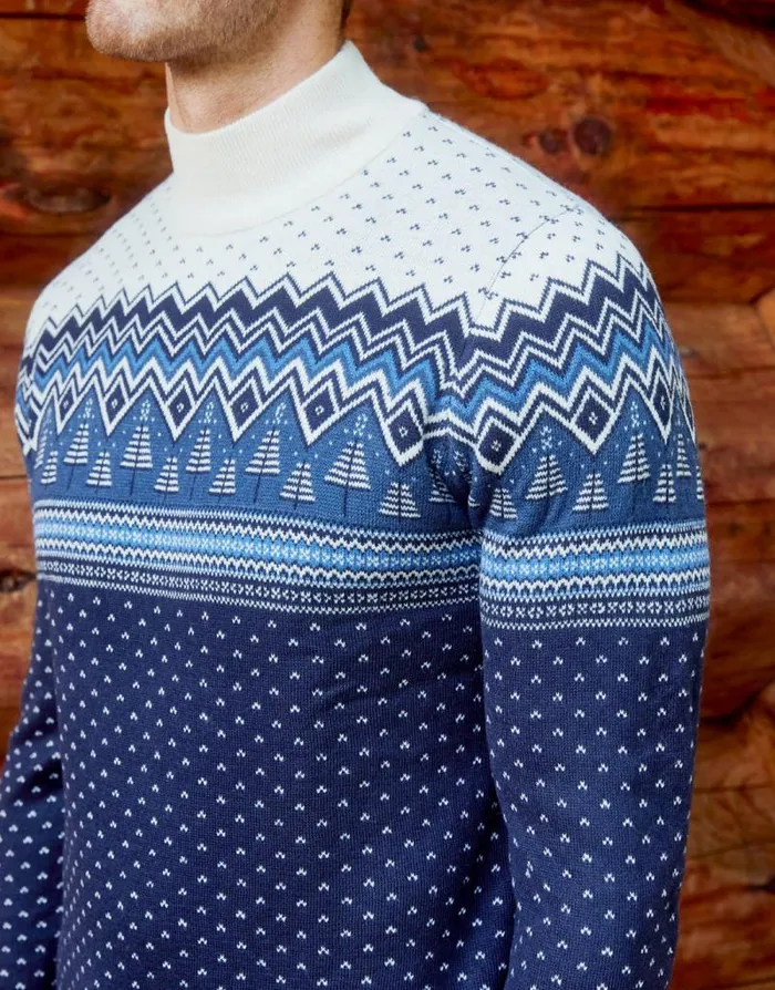 Men Navy Fairisle Turtle Neck Jumper Threadbare Jumpers Men Navy Fairisle Turtle Neck Jumper Threadbare Jumpers