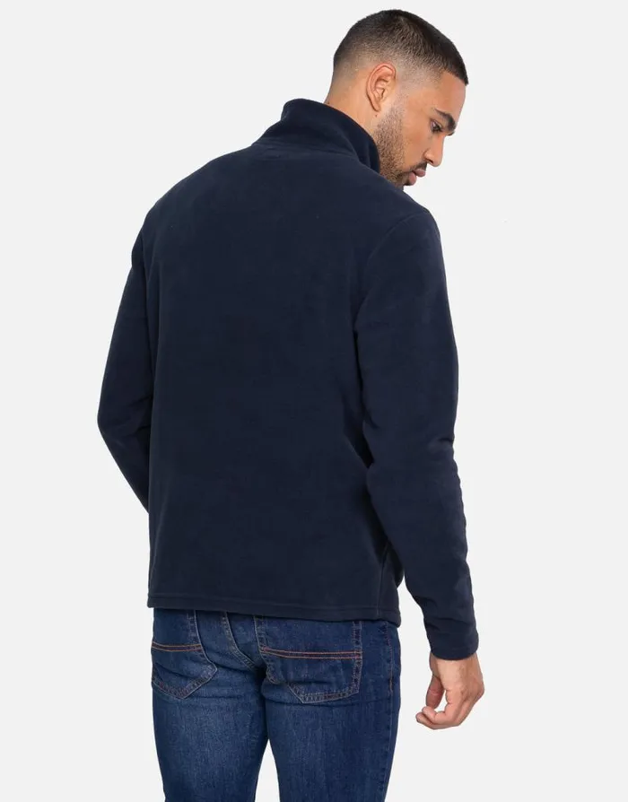 Men Navy Quarter Zip Fleece Sweatshirt Threadbare Jumpers Men Navy Quarter Zip Fleece Sweatshirt Threadbare Jumpers